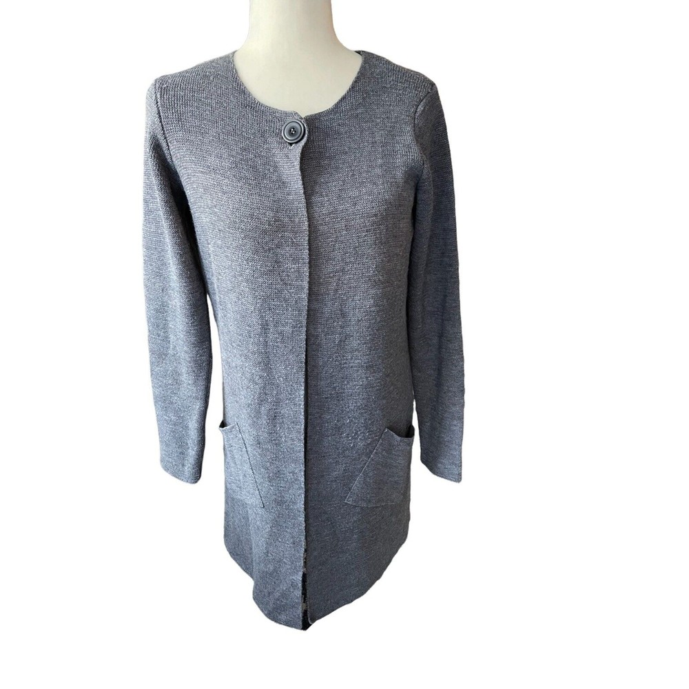 Cocogio Cardigan Sweater Coat Medium Gray Italy Wool Blend